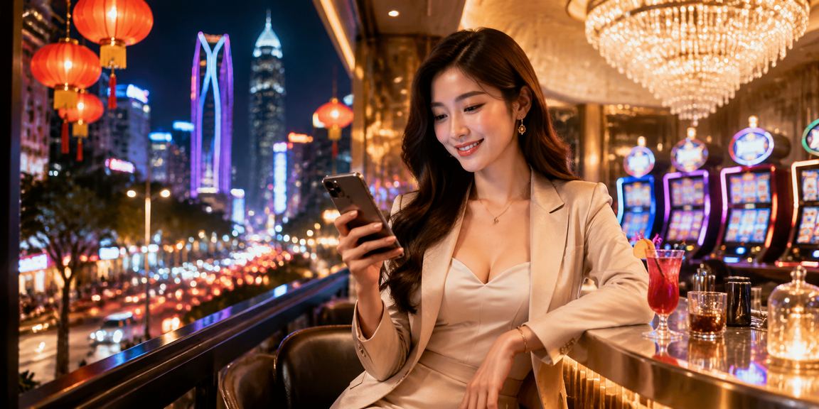 Giao diện trò chơi slots với ánh sáng neon tại TP Hồ Chí Minh